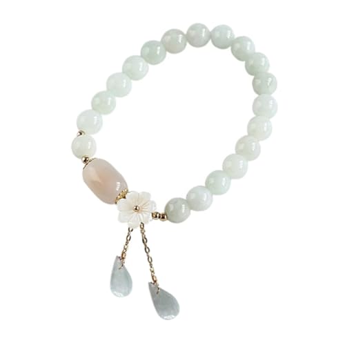 MOKKHNB Hochwertiges Jade Armband für Männer Elastisches Handgefertigtes Natürlicher Jade Fußschmuck oder Handkette für Stilvolle von MOKKHNB