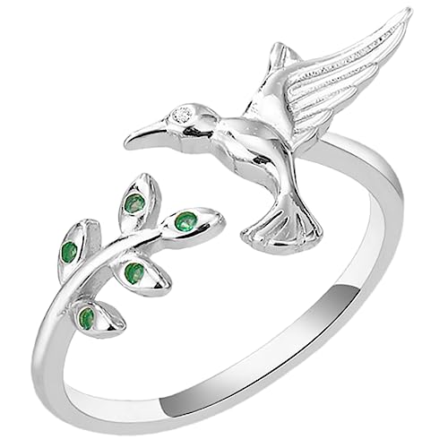 MOKKHNB Hummingbird Leaves Offener Ring für Damen Modischer Finger Ring Hochwertigem Material Verstellbar Leicht für Täglichen Gebrauch Platinfarbe MOKKHNB Hummingbird Leaves Offener Ring für Damen Modischer Finger Ring Hochwertigem Material Verstellbar Leicht für Täglichen Gebrauch Platinfarbe von MOKKHNB