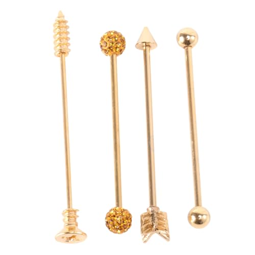 MOKKHNB Industrial Barbell Ohrstecker aus Doppelte Ohrlöcher Design Komfortabel und Langlebig Unisex Schmuck für Damen und Herren Goldfarben von MOKKHNB