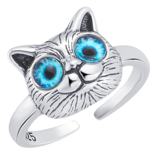 MOKKHNB Verstellbarer Katzenring Für Frauen Niedlicher Offener Fingerring Für Tierliebhaber Geschenk Für Teenager Vielseitig Einsetzbar Für Jeden Anlass von MOKKHNB