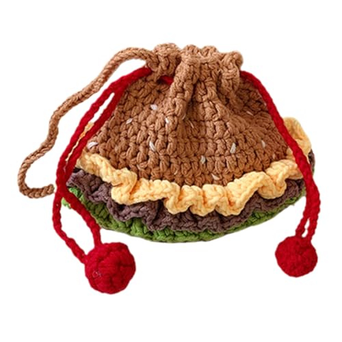 MOKKHNB Gehäkelte Aufbewahrungstasche Handgewebte Tasche Tragbare Umhängetasche Für Damen Mit Kordelzug Für Münzen Karten Und Täglichen Gebrauch von MOKKHNB