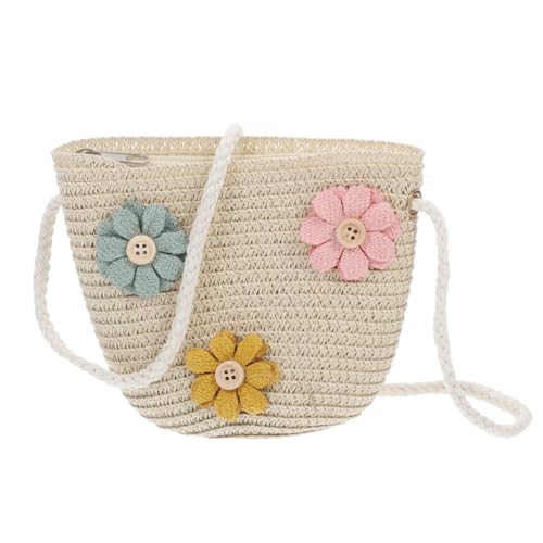 MOKKHNB Kleine Mädchen Stroh Schultertasche Wunderschöne Handgewebte Umhängetasche für Sommer für Aufbewahrung Accessoires für Kleine Ausflüge von MOKKHNB
