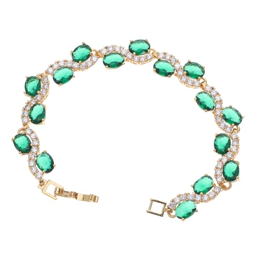 MOKKHNB Zircon Bracelet Für Frauen Armband Mit Grünen Zirkonen Minimalistischer Armreif Für Party Hochzeit Und Alltag Leicht Und Angenehm Tragbar von MOKKHNB