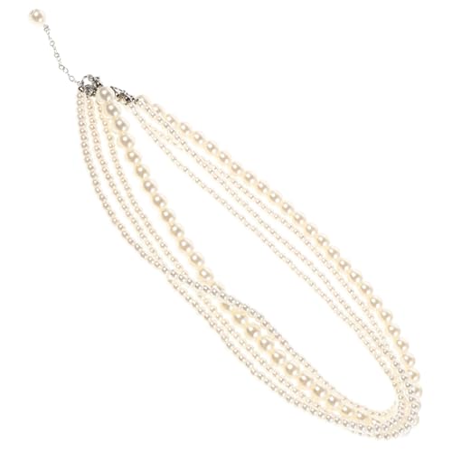 MOKKHNB Mehrlagige Barockstil Damen Halskette mit Imitationsperlen Modische Elegante Mehrschichtige Kette Zarte Perlenkette für Frauen Langlebiger Modeschmuck Stilvoller Layered Choker von MOKKHNB