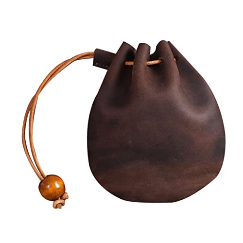 MOKKHNB Mini Leder Münztasche Vintage Schlüsselanhänger Handliche Wechselbörse Für Alltag Reisen Kaffee von MOKKHNB