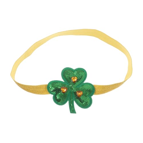 MOKKHNB Kleeblatt-stirnband Grün Elastisch Für Damen Und Mädchen Blumen-design Für St Patricks Day Rutschfest Kopfbedeckung Mit Pailletten-glitzer Für Party Und Feiertage von MOKKHNB