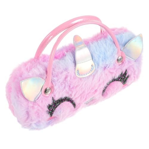 MOKKHNB Plüsch Einhorn Brillenetui mit Griff Leichtes Tragbares Robustes Brillenetui für Mädchen Niedliches Kreatives Design als Tragbare Aufbewahrung für Sonnenbrillen und Lesebrillen von MOKKHNB