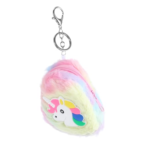 MOKKHNB Plüsch Münzgeldbörse Einhorn Cartoon Geldbeutel Damen mit Reißverschluss Schlüsselanhänger Kompakt Modisch Langlebig für Reisen und Alltag von MOKKHNB