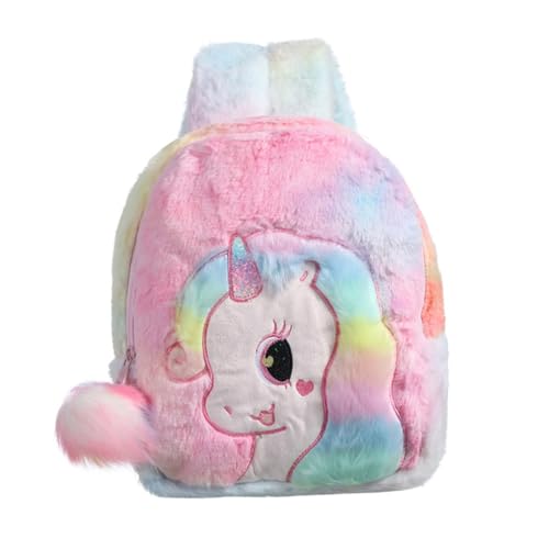 MOKKHNB Plüsch-Schultasche Für Mädchen Cartoon-Design Rucksack Robust Und Langlebig Für Schule Reisen Und Einkaufen Mit Hochwertigem Reißverschluss von MOKKHNB