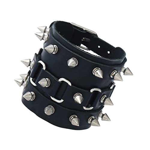MOKKHNB Armband Für Männer Mit Nieten Punk-stil Herrenarmband Aus Rindsleder Gothic-armband Mit Spike-dekor Modearmband Für Alltag Und Feiertage von MOKKHNB