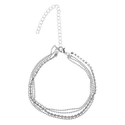 MOKKHNB Fußkettchen Aus Metall Mit Strasssteinen Für Frauen Und Mädchen Längenverstellbar Silber von MOKKHNB