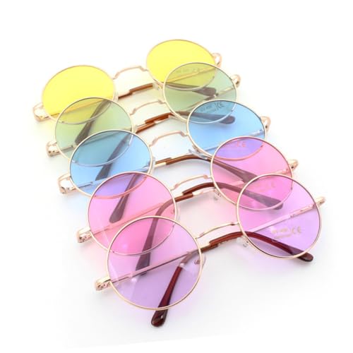 MOKKHNB Runde Retro Sonnenbrille mit Schutz Gelbe Getönte Gläser Goldener Metallrahmen Leichte Damen Herren Sonnenbrille Rutschfeste Nasenpads Modisches Vintage Design von MOKKHNB