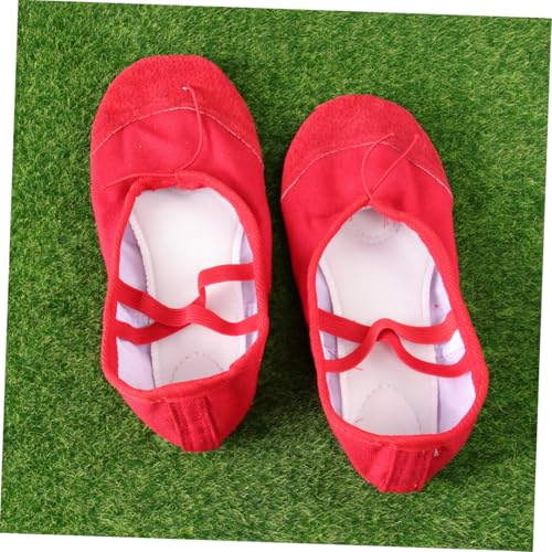 MOKKHNB Rutsch Ballettschuhe mit Elastischem Band Leichte Tanzschläppchen mit Geteilter Sohle rutschfeste Yoga und Tanzhalbschuhe für Damen und Rot von MOKKHNB