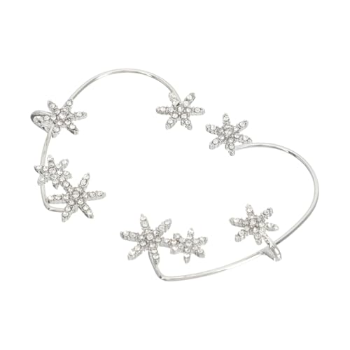 MOKKHNB Schneeflocken Ohr Manschette Ohrclips Damen Ohrhänger mit Funkelnden Strasssteinen nicht Piercing Modisch Einfach zu Tragen Vielseitig Kombinierbar Silberfarben Elegantes Design von MOKKHNB