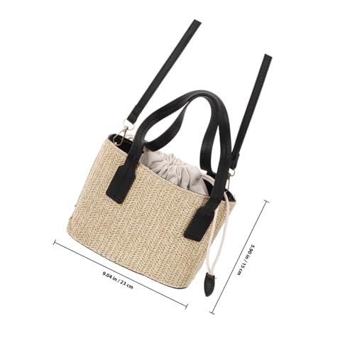 MOKKHNB Schwarze Handgewebte Strohtasche Damen Leichte Crossbody Umhängetasche mit Verstellbarem Schultergurt Vielseitige Strandtasche für Alltag Reise Party und Urlaub Kompakte von MOKKHNB