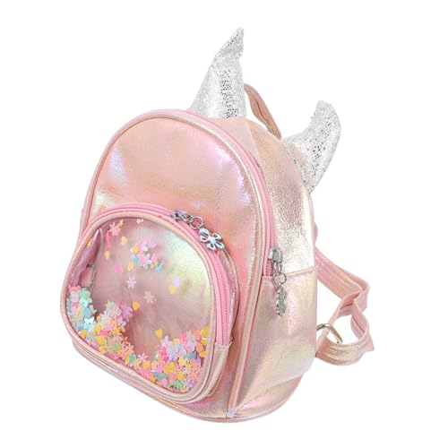 MOKKHNB Sequined Einhorn Rucksack Mini Mädchen Rucksack Verstellbare Leicht Cartoon Casual Tagesrucksack Rosa von MOKKHNB