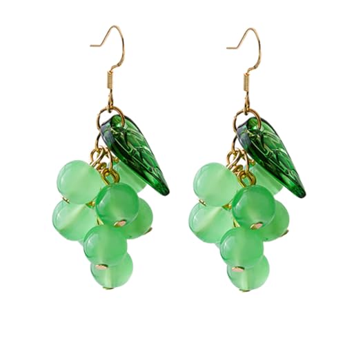 MOKKHNB Silber Ohrstecker Grün Trauben Frucht Ohrschmuck Kreative Tropfen Ohrringe Damen Alltagsschmuck Elegant und Hautfreundlich von MOKKHNB