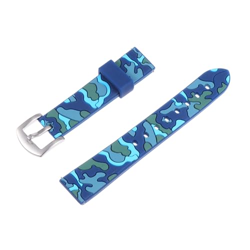 MOKKHNB Silikon Ersatzarmband für Pro Verschleißfestes Robustes Uhrenarmband in Camouflage Blau Kompatibel mit Smartwatch Langlebiger Edelstahlverschluss Unisex von MOKKHNB