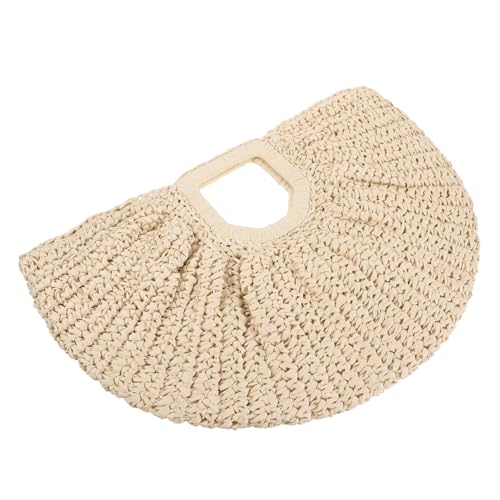 MOKKHNB Strandtasche Damen Sommer Handtasche Mondform Woven Tasche Leicht Tragbar Vintage Boho Stil Für Urlaub Freizeit Beach Bag von MOKKHNB