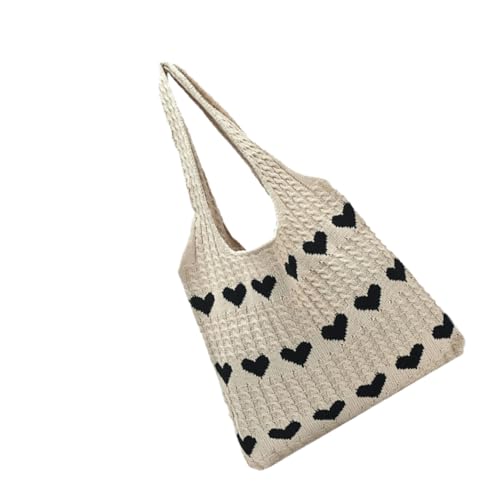 MOKKHNB Stricktasche für Damen Herz Handtasche Leichte Robuste Strandtasche für Einkäufe oder Strand mit Geräumigem Innenraum Praktischen MOKKHNB Stricktasche für Damen Herz Handtasche Leichte Robuste Strandtasche für Einkäufe oder Strand mit Geräumigem Innenraum Praktischen von MOKKHNB
