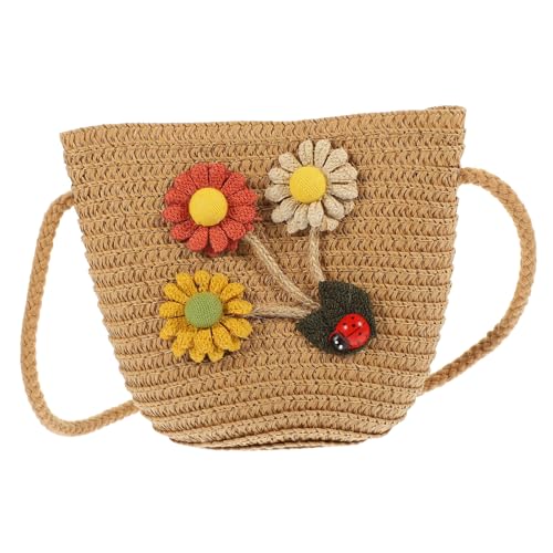 MOKKHNB Strohtasche Crossbody Bag Verstellbar Kleine Umhängetasche für Mädchen Strand Freizeit Alltag Münzbörse Süß Geflochten Karomuster Khaki von MOKKHNB