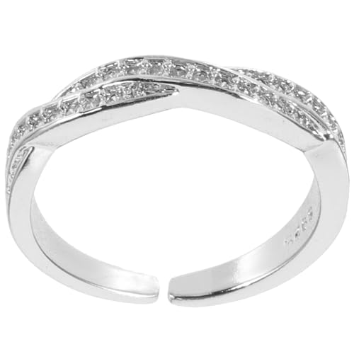 MOKKHNB Verstellbarer Damenring mit Zirkonia Modischer Offener Ring aus Sicherem Material Eleganter Schmuck für Alltag Party und Komfortabel und Langlebig von MOKKHNB