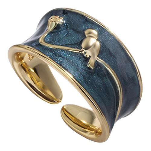 MOKKHNB Verstellbarer Damenring Kupfer Süßer Fingerring Statement Ring für Mädchen Leichter Ringschmuck für Besondere Anlässe Zierlicher Ring für Frauen von MOKKHNB