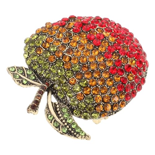 MOKKHNB Vintage Brosche Apfel Anstecknadel aus Robustem Legierungsmaterial mit Farbigen Strasssteinen Eleganter Retro Stil Modisches Schmuckaccessoire für Damenpullover Jacken Kleider Rot von MOKKHNB