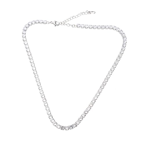 MOKKHNB Zirkonia Tennis Halskette für Damen Funkelnde Clavicle Kette mit Weißem Platinüberzug Modischer Schmuck für Mädchen Verstellbar zu Valentinstag und Weihnachten von MOKKHNB
