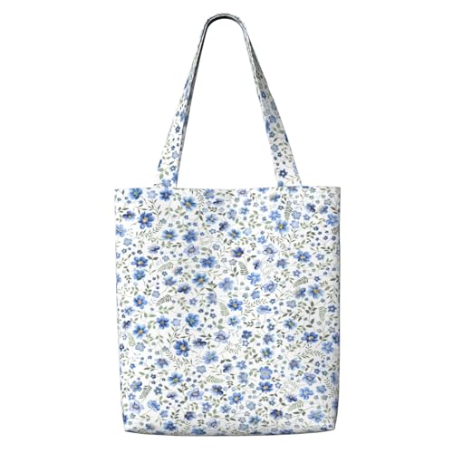 MOLAIGIN Canvas-Tragetasche, ästhetisch, für Damen, wiederverwendbare Tragetasche, Schultertaschen für Urlaub, Shopping, Arbeit, Lebensmittel, Blaue kleine Blumen, Einheitsgröße MOLAIGIN Canvas-Tragetasche, ästhetisch, für Damen, wiederverwendbare Tragetasche, Schultertaschen für Urlaub, Shopping, Arbeit, Lebensmittel, Blaue kleine Blumen, Einheitsgröße von MOLAIGIN