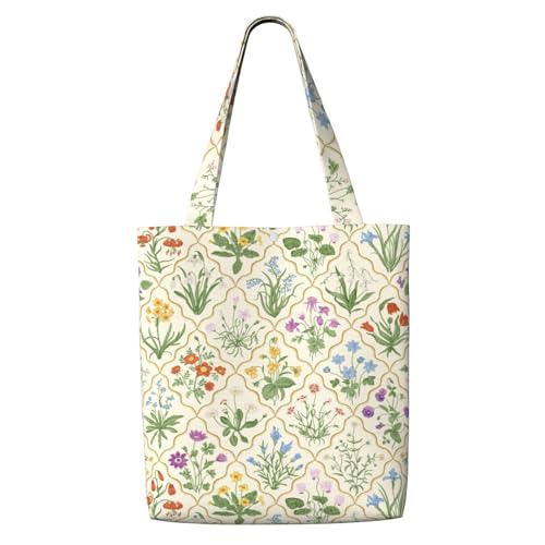 MOLAIGIN Canvas-Tragetasche, ästhetisch, für Damen, wiederverwendbare Tragetasche, Schultertaschen für Urlaub, Shopping, Arbeit, Lebensmittel, Kräuter Floral, Einheitsgröße MOLAIGIN Canvas-Tragetasche, ästhetisch, für Damen, wiederverwendbare Tragetasche, Schultertaschen für Urlaub, Shopping, Arbeit, Lebensmittel, Kräuter Floral, Einheitsgröße von MOLAIGIN