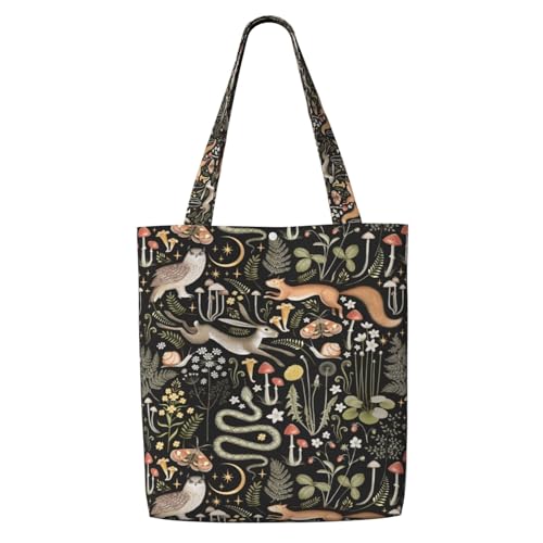 MOLAIGIN Canvas-Tragetasche, ästhetisch, für Damen, wiederverwendbare Tragetasche, Schultertaschen für Urlaub, Shopping, Arbeit, Lebensmittel, Mushroom Fox, Einheitsgröße MOLAIGIN Canvas-Tragetasche, ästhetisch, für Damen, wiederverwendbare Tragetasche, Schultertaschen für Urlaub, Shopping, Arbeit, Lebensmittel, Mushroom Fox, Einheitsgröße von MOLAIGIN