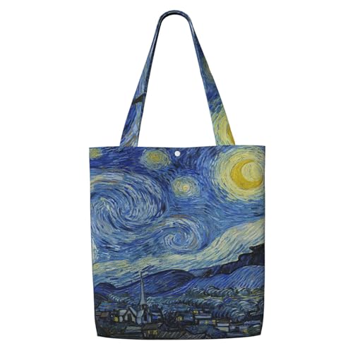 MOLAIGIN Canvas-Tragetasche, ästhetisch, für Damen, wiederverwendbare Tragetasche, Schultertaschen für Urlaub, Shopping, Arbeit, Lebensmittel, The Starry Night Van Gogh, Einheitsgröße MOLAIGIN Canvas-Tragetasche, ästhetisch, für Damen, wiederverwendbare Tragetasche, Schultertaschen für Urlaub, Shopping, Arbeit, Lebensmittel, The Starry Night Van Gogh, Einheitsgröße von MOLAIGIN