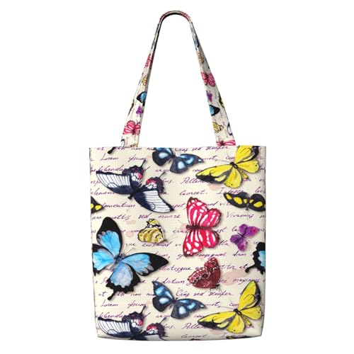 MOLAIGIN Canvas-Tragetasche, ästhetisch, für Damen, wiederverwendbare Tragetasche, Schultertaschen für Urlaub, Shopping, Arbeit, Lebensmittel, Vintage Schmetterlinge, Einheitsgröße MOLAIGIN Canvas-Tragetasche, ästhetisch, für Damen, wiederverwendbare Tragetasche, Schultertaschen für Urlaub, Shopping, Arbeit, Lebensmittel, Vintage Schmetterlinge, Einheitsgröße von MOLAIGIN