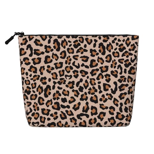 MOLAIGIN Kosmetiktasche für Damen, Reise-Make-up-Tasche, Kulturbeutel mit Reißverschluss, große Kapazität, ästhetische Etuis, Cooles Leopardenmuster in Beige mit Gepardenmuster, Einheitsgröße von MOLAIGIN