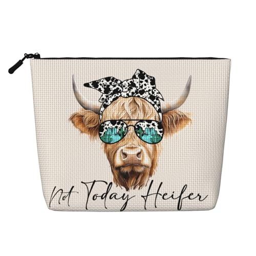 MOLAIGIN Kosmetiktasche für Damen, Reise-Make-up-Tasche, Kulturbeutel mit Reißverschluss, große Kapazität, ästhetische Etuis, Heifer Kuh Girl, Einheitsgröße von MOLAIGIN