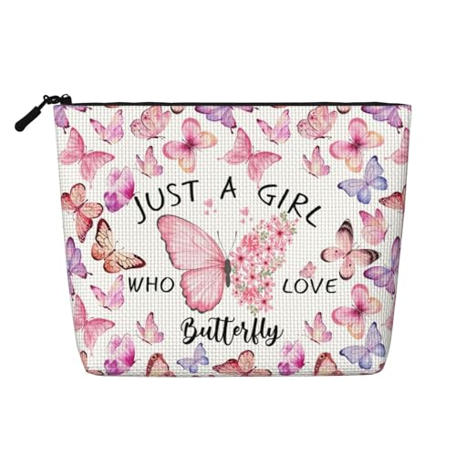 MOLAIGIN Kosmetiktasche für Damen, Reise-Make-up-Tasche, Kulturbeutel mit Reißverschluss, große Kapazität, ästhetische Etuis, Just A Girl Who Love Butterfly Cute Butterflies, Einheitsgröße von MOLAIGIN