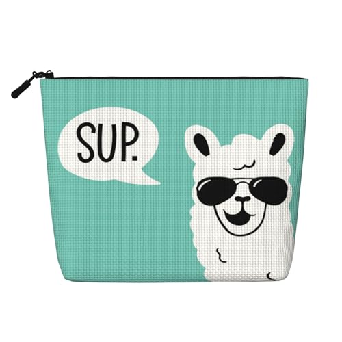 MOLAIGIN Kosmetiktasche für Damen, Reise-Make-up-Tasche, Kulturbeutel mit Reißverschluss, große Kapazität, ästhetische Etuis, Lustiges Sup Lama, Einheitsgröße von MOLAIGIN