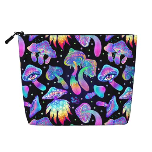 MOLAIGIN Kosmetiktasche für Damen, Reise-Make-up-Tasche, Kulturbeutel mit Reißverschluss, große Kapazität, ästhetische Etuis, Magische psychedelische Pilze und Totenköpfe, Einheitsgröße von MOLAIGIN