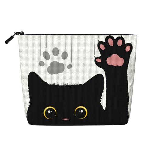 MOLAIGIN Kosmetiktasche für Damen, Reise-Make-up-Tasche, Kulturbeutel mit Reißverschluss, große Kapazität, ästhetische Etuis, Niedliche schwarze Katzenpfote, Einheitsgröße von MOLAIGIN