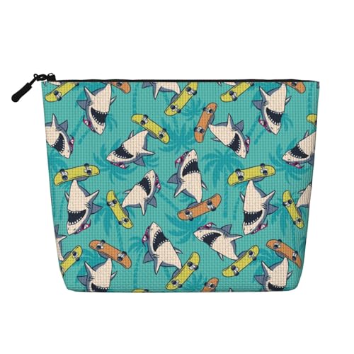 MOLAIGIN Kosmetiktasche für Damen, Reise-Make-up-Tasche, Kulturbeutel mit Reißverschluss, große Kapazität, ästhetische Etuis, Surf Whale Shark Ocean Nautical Skateboard, Einheitsgröße von MOLAIGIN