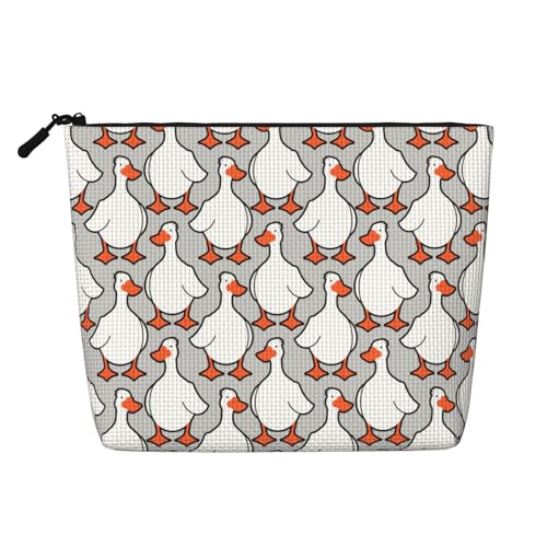MOLAIGIN Kosmetiktasche für Damen, Reise-Make-up-Tasche, Kulturbeutel mit Reißverschluss, große Kapazität, ästhetische Etuis, Weiße schwarze Gans, Einheitsgröße von MOLAIGIN