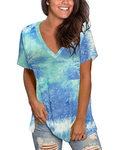 MOLERANI T-Shirts für Frauen V-Ausschnitt Sommer T-Shirts Kurzarm Leichte T-Shirts Waves M von MOLERANI