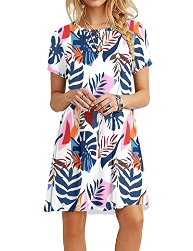 MOLERANI Sommerkleider für Damen Casual T-Shirt Kleid Kurzarm Damen Strandkleid (2XL, Blue Plantain) von MOLERANI