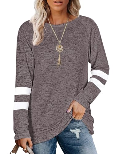 MOLERANI Sweatshirt Damen Langarmshirt Rundhals Oversize Pullover Oberteile Freizeit T Shirts für Herbst Winter Schwarz Pink 2XL von MOLERANI
