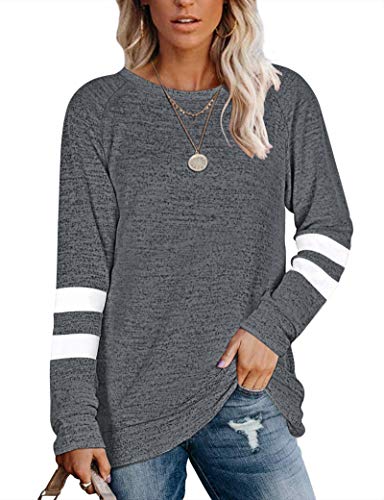 MOLERANI Sweatshirts Schiefergrau für Damen Einfarbig Einfarbig Lose Freizeit Pullover Langarm Tops Dunkelgrau XL von MOLERANI