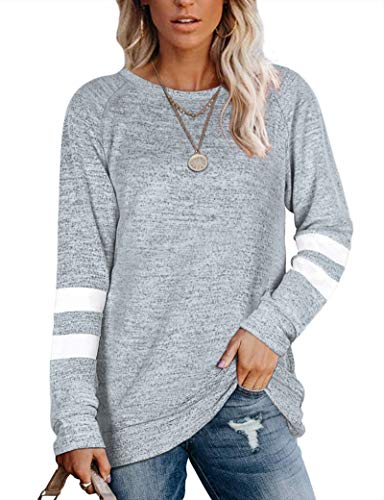 MOLERANI Sweatshirts für Damen Pullover Pullover Leichte Tunika Tops Grau Weiß L MOLERANI Sweatshirts für Damen Pullover Pullover Leichte Tunika Tops Grau Weiß L von MOLERANI
