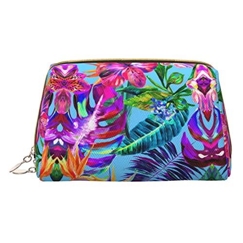 Cry Rabbit Kleine Reise-Make-up-Tasche für Geldbörse, tragbare Kulturtasche für Frauen und Mädchen, tägliche Aufbewahrung, Tropische Pflanze mit rosa Blumen, Einheitsgröße von MOLIAE