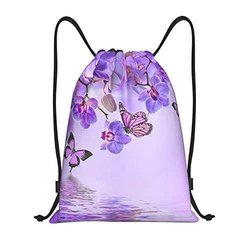 MOLIAE Beutel mit Kordelzug, Schmetterlings-Muster, ideal für Fitnessstudio, Sport und Reisen, Violett von MOLIAE