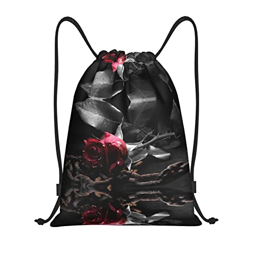 MOLIAE Beutel mit Kordelzug, schwarze Rosen, ideal für Fitnessstudio, Sport und Reisen, Gothic Black Roses, Small von MOLIAE